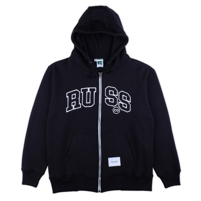 Russ Sweater Hoodie Zipper Line Embroy Black