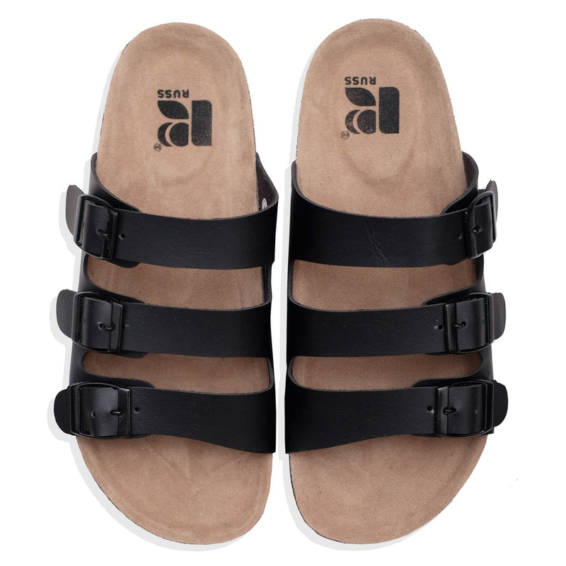 Russ Sandal Three Pee Black