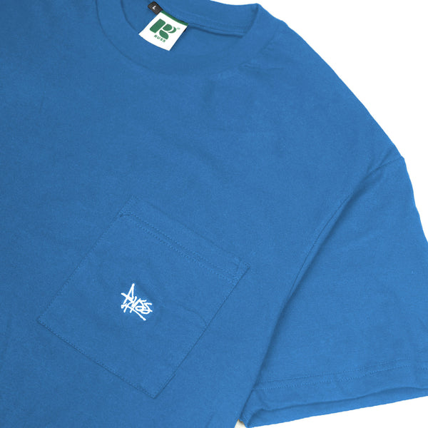 Russ  Kaos Pria Tshirt Blanc Blue