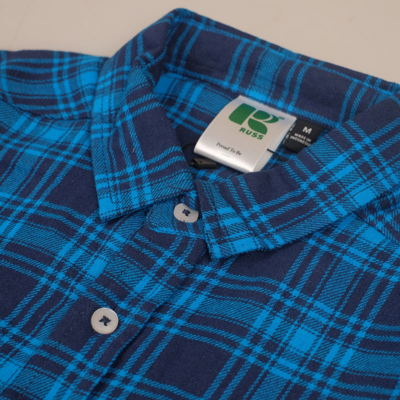 Kemeja Russ Flanel New Flux Biru