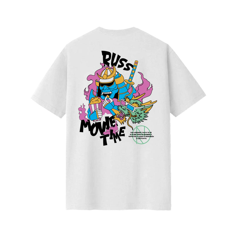 Russ Tshirt  Movie Time White