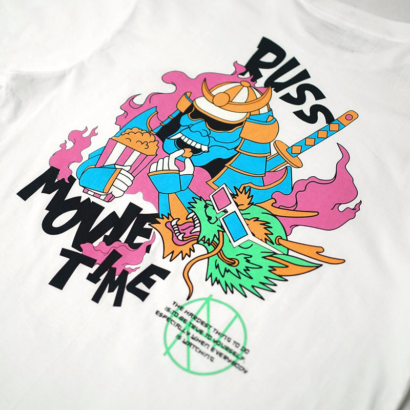 Russ Tshirt  Movie Time White