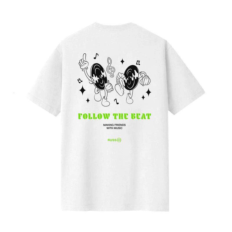 Russ Kaos Pria Followbeats Tshirt White